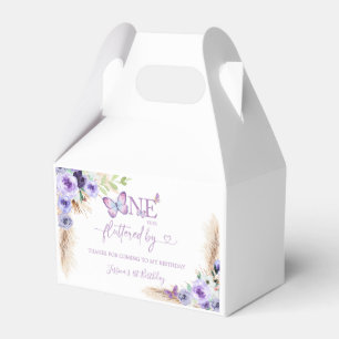One Year Fluttered Butterfly First Birthday Floral Favor Boxes