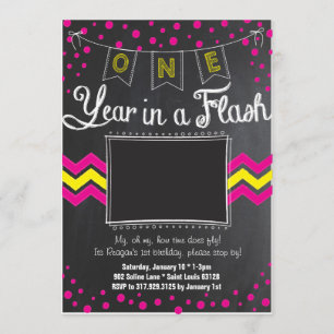 One Year In A Flash Birthday Invitation