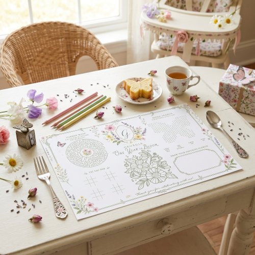 One Year in Bloom Floral First Birthday Activity Paper Pad