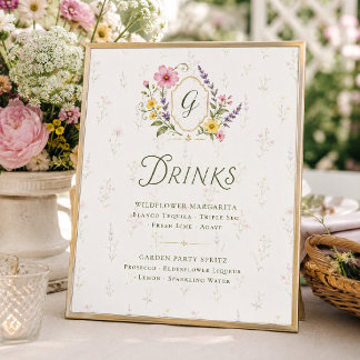 One Year in Bloom Wildflower Signature Drinks Sign