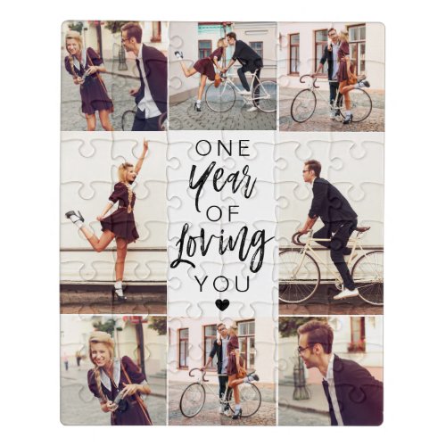 One Year Married Anniversary Custom Photo Collage Jigsaw Puzzle