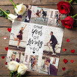 One Year Married Anniversary Custom Photo Collage Jigsaw Puzzle<br><div class="desc">Looking for a unique way to honor your first year of wedded bliss? Our stunning custom photo collage acrylic puzzle is the perfect keepsake to capture all those cherished memories. Personalize it with your very own photos and make your anniversary gift truly one-of-a-kind. This puzzle is a beautiful reminder of...</div>