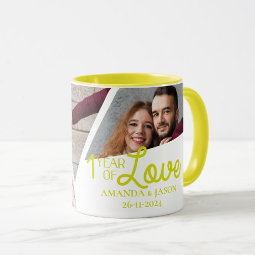 One Year Of Love Multi Photo Collage Anniversary Mug