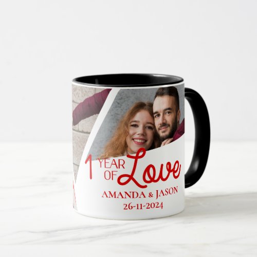 One Year Of Love Multi Photo Collage Anniversary Mug