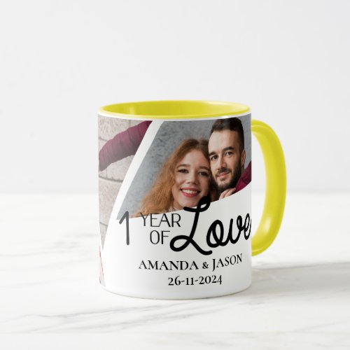 One Year Of Love Multi Photo Collage Anniversary Mug