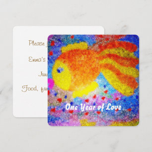 One Year of Love Tropical Fish 1st Birthday  Invitation