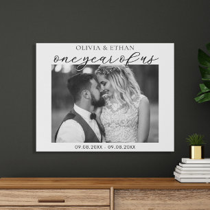 One Year of Us Custom Photo Wedding Anniversary Faux Canvas Print