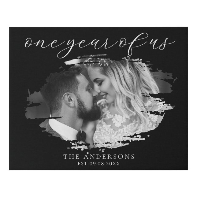 One Year of Us First Wedding Anniversary Faux Canvas Print (Front)