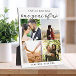 One Year of Us Photo Collage Wedding Anniversary Plaque<br><div class="desc">Create your own first wedding anniversary gift photo display plaque. Simple to personalize by adding four of your favorite pictures to this collage template.</div>