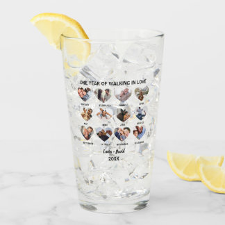 One Year of Walking in Love 12 Heart Photo Collage Glass