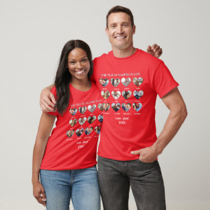 One Year of Walking in Love 12 Heart Photo Collage T-Shirt