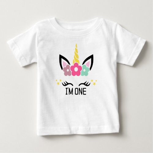 One Year Old Baby Girls 1st Birthday Party Unicorn Baby T_Shirt