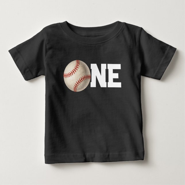 One Year Old Baseball First Birthday Baby T-Shirt (Front)