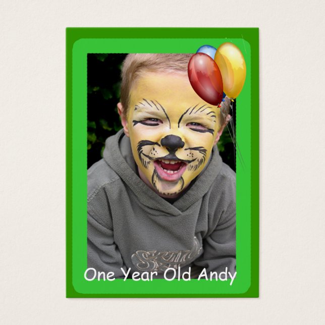 One Year Old Birthday Photo Cards (Front)