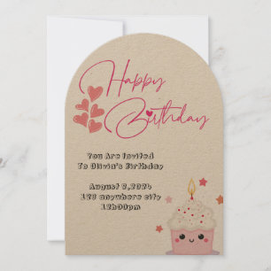 one year old birthday pink design invitation