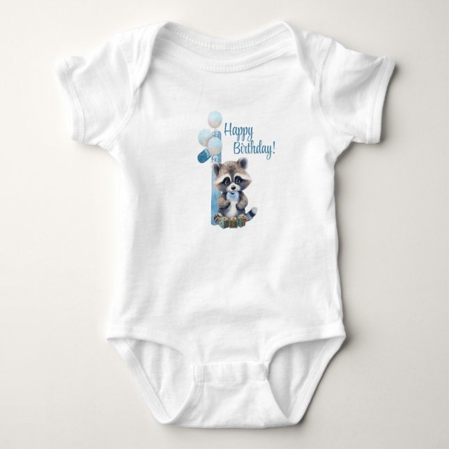 "One Year Old" – Blue First Birthday Bodysuit for  (Front)