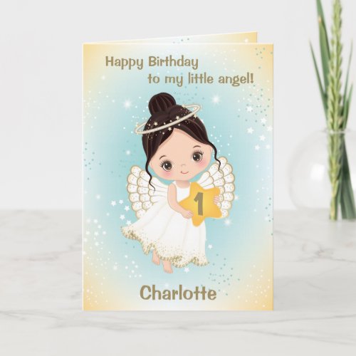 One Year Old Cute Little Angel Greeting Card