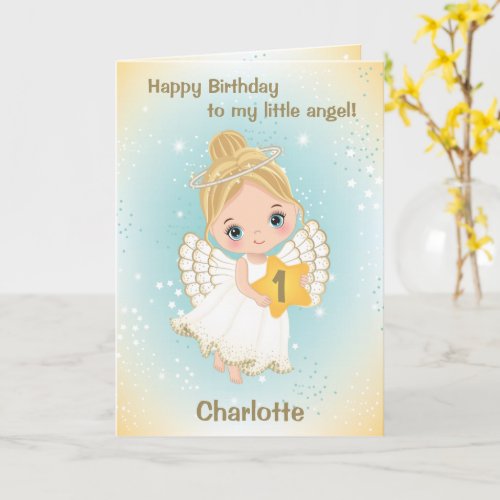 One Year Old Cute Little Angel Greeting Card