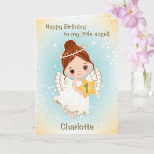 One Year Old Cute Little Angel Greeting Card