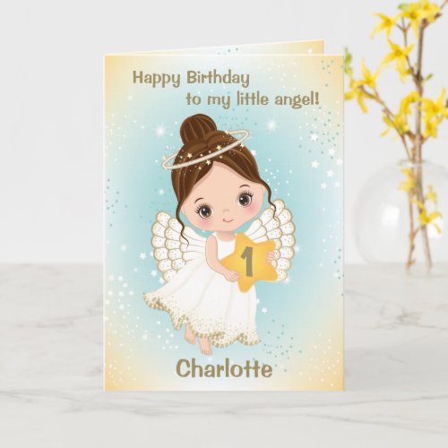 One Year Old Cute Little Angel Greeting Card