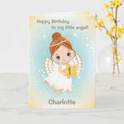 One Year Old Cute Little Angel Greeting Card