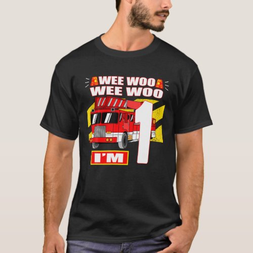 One Year Old Fire Truck Birthday T_Shirt