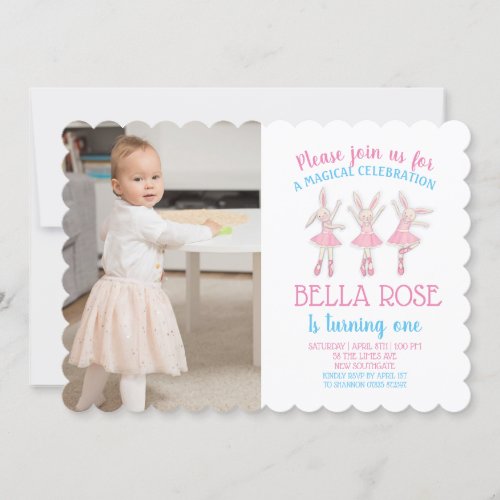 One Year Old Girl Ballerina Invite