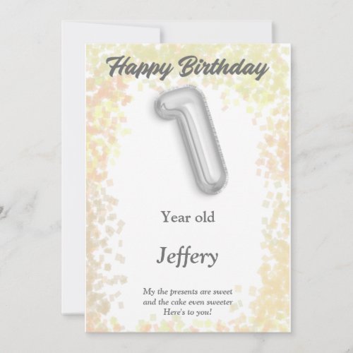 One year old Happy Birthday card