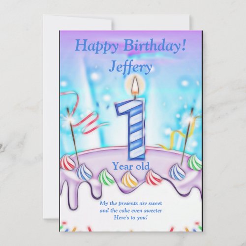 One year old Happy Birthday card