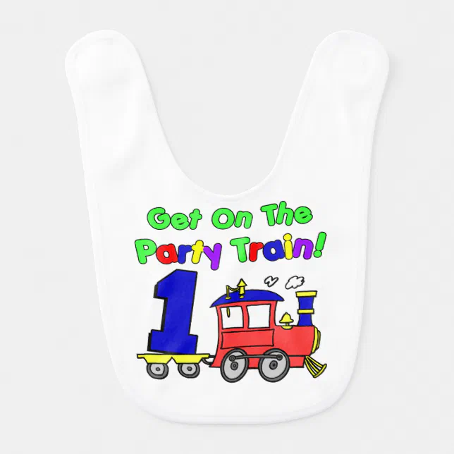 One Year Old Party Train Bib | Zazzle