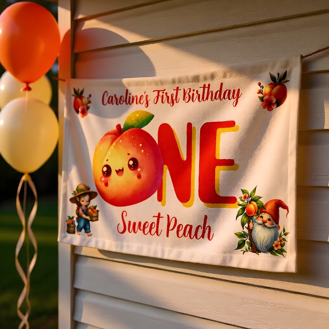 One Year Old Peach Party Wall Decor Banner (Creator Uploaded)