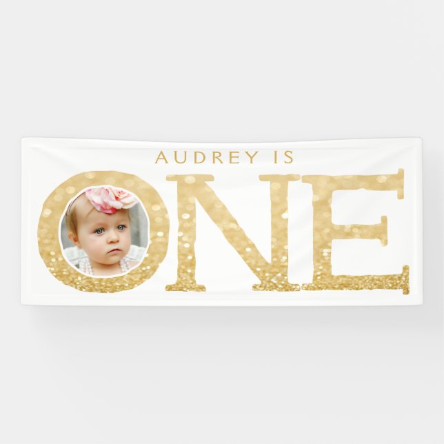 One Year Old Photo 1st Birthday Party Banner (Horizontal)