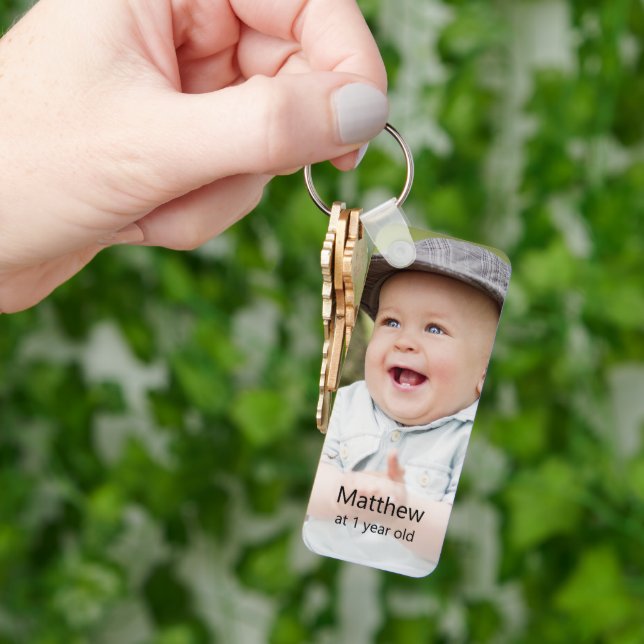 One year old photo memory first birthday souvenir  keychain (Hand)