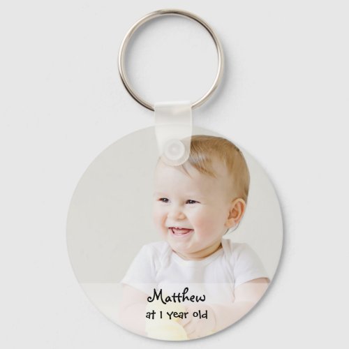 One year old photo memory first birthday souvenir keychain