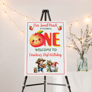 One Year Old Sweet Peach Welcome Foam Board