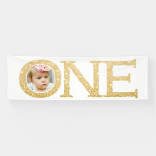 One Year Photo 1st Birthday Anniversary Party Banner