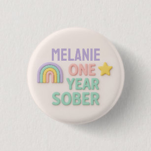 One Year Sober sobriety gift LGBT personalized AA Button