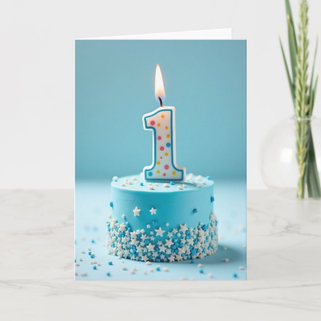 One Year Sprinkle Cake Card (Front)
