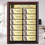 One Year Summary Employee of the Month Gold Award Plaque<br><div class="desc">Employee of the Month One Year Summary Gold Award Plaque. Employee Recognition Award Plate Perpetual Plaque Perfect for Employee Appreciation,  Corporate Awards,  add company name,  business logo,  up to 12 different employee photos and names for each month of the year.</div>