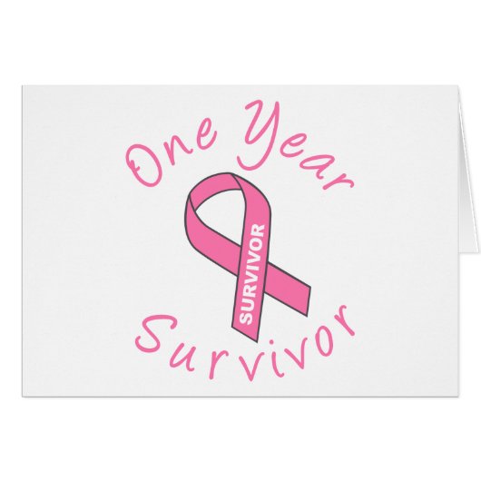 One Year Survivor (Circle Pink Ribbon) (Front Horizontal)