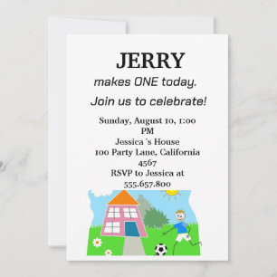 One year today First Birthday   Invitation 