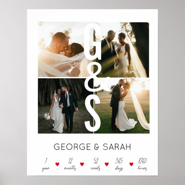 One Year Together Wedding Anniversary 4 Photo Post Poster (Front)