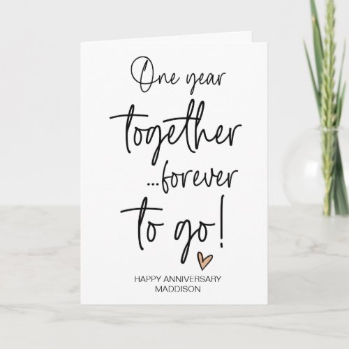 One Year Together Wedding Anniversary Husband Wife Card