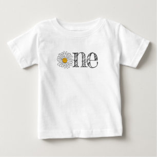One Year White Daisy Floral Baby T-Shirt