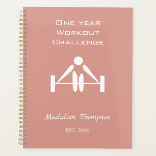 One year workout challange custom weight pink chic planner