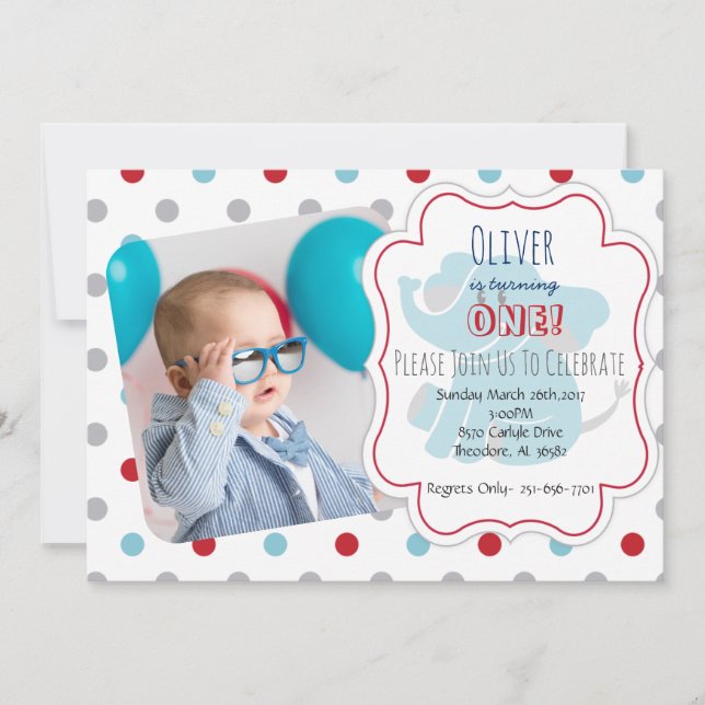 One Years Old Invitation (Front)