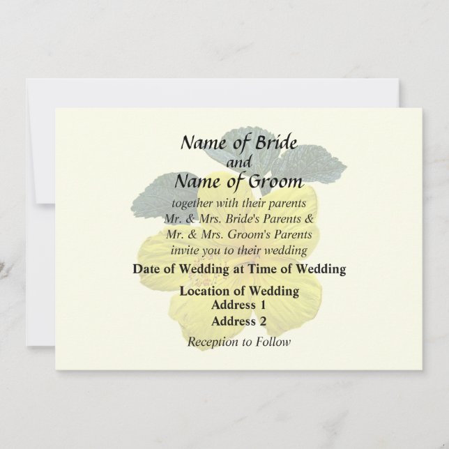 One Yellow Hibiscus Invitation (Front)