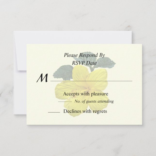 One Yellow Hibiscus RSVP Card (Front)