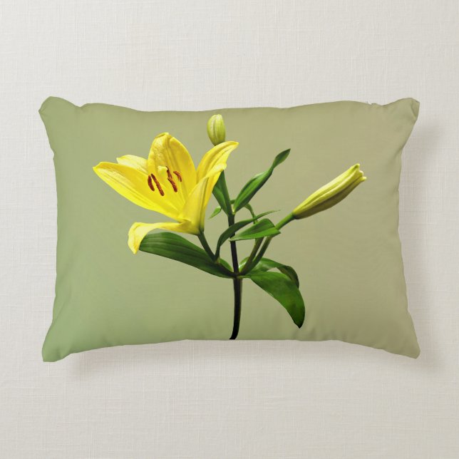 One Yellow Lily Accent Pillow (Front)