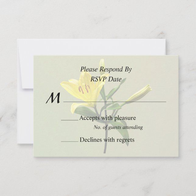 One Yellow Lily RSVP Card (Front)